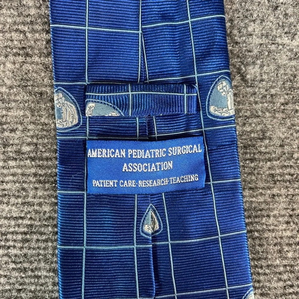 American Pediatric Surgical Association Silk Tie Blue Grid Crest Logo APSA